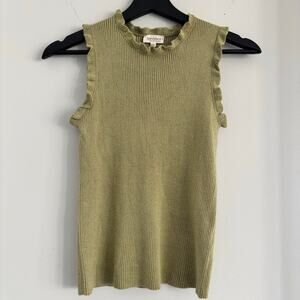 Green Glitter Sweater with Ruffle Trim Size S/M